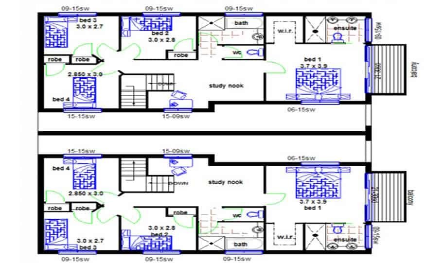 Duplex Kit Home Design Plan 299T 01