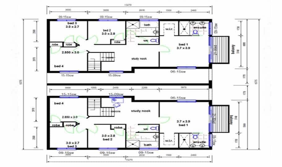 Duplex Kit Home Design Plan 299T 03
