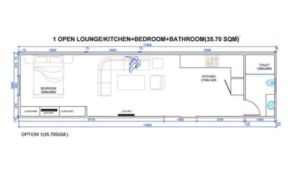 One King - BT1BK 40 Foot Container Transportable Home | Spark Homes