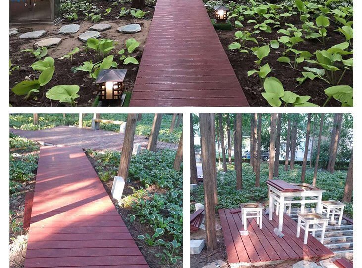 Red Wood Art Color Wood Plastic Composite Floor For Forest Park