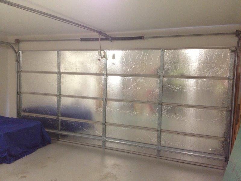 Garage Door Lined With Foilboard Insulation