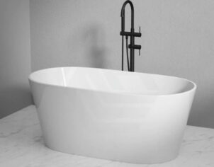 Oval Bathtub Freestanding Acrylic Gloss White NO Overflow