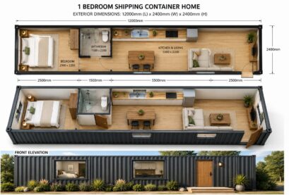 One Bedroom Shipping Container Home Kit Fully Insulated Pre-Fab Transportable Australia Wide