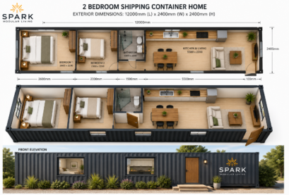 Two Bedroom Shipping Container Home Kit Pre-Fab Transportable Steel Frame Australia Wide