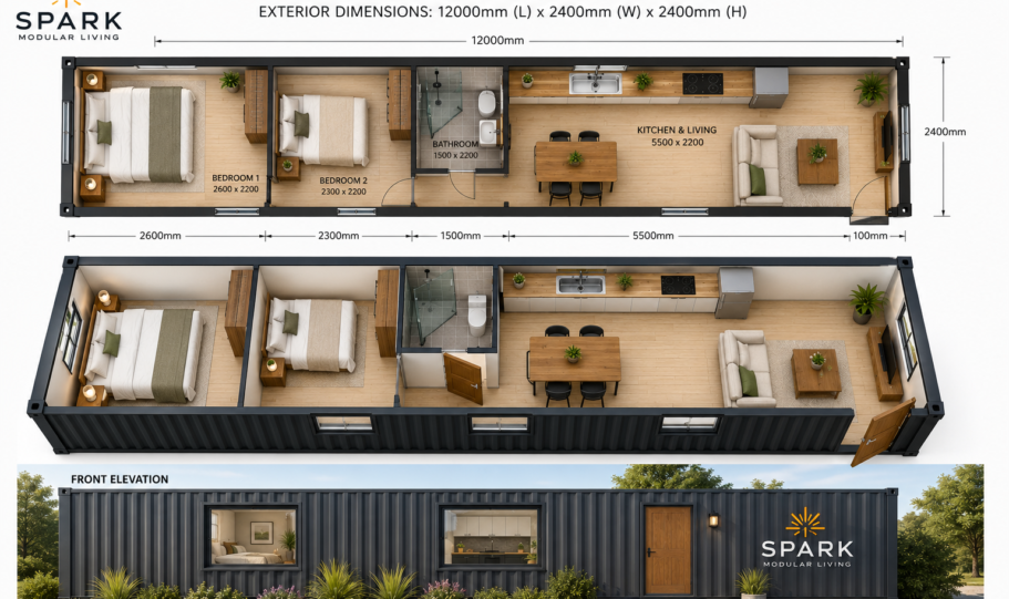 Two Bedroom Shipping Container Home Kit Pre-Fab Transportable Steel Frame Australia Wide